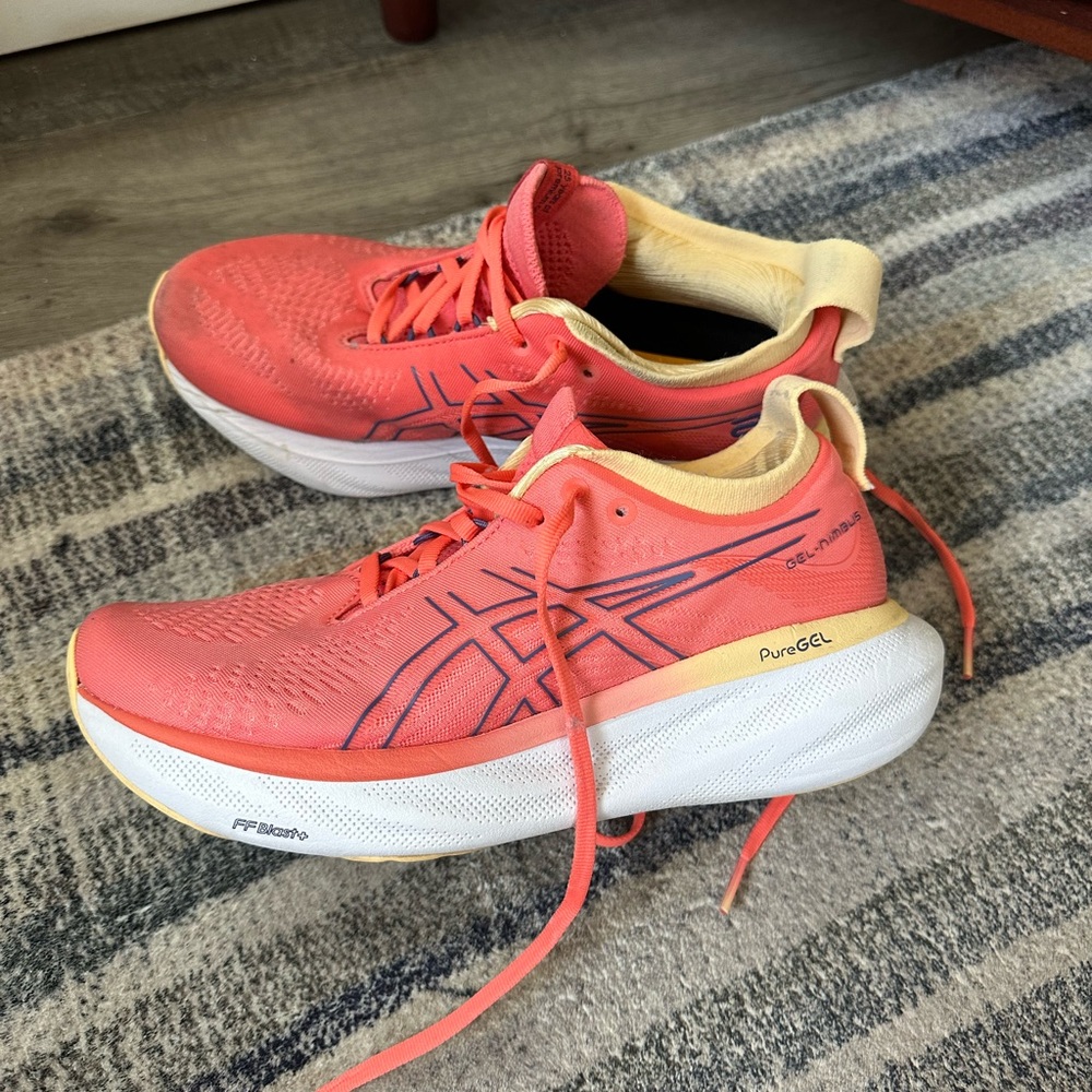 ASICS Gel Nimbus Women's Coral and Yellow Athletic Shoes